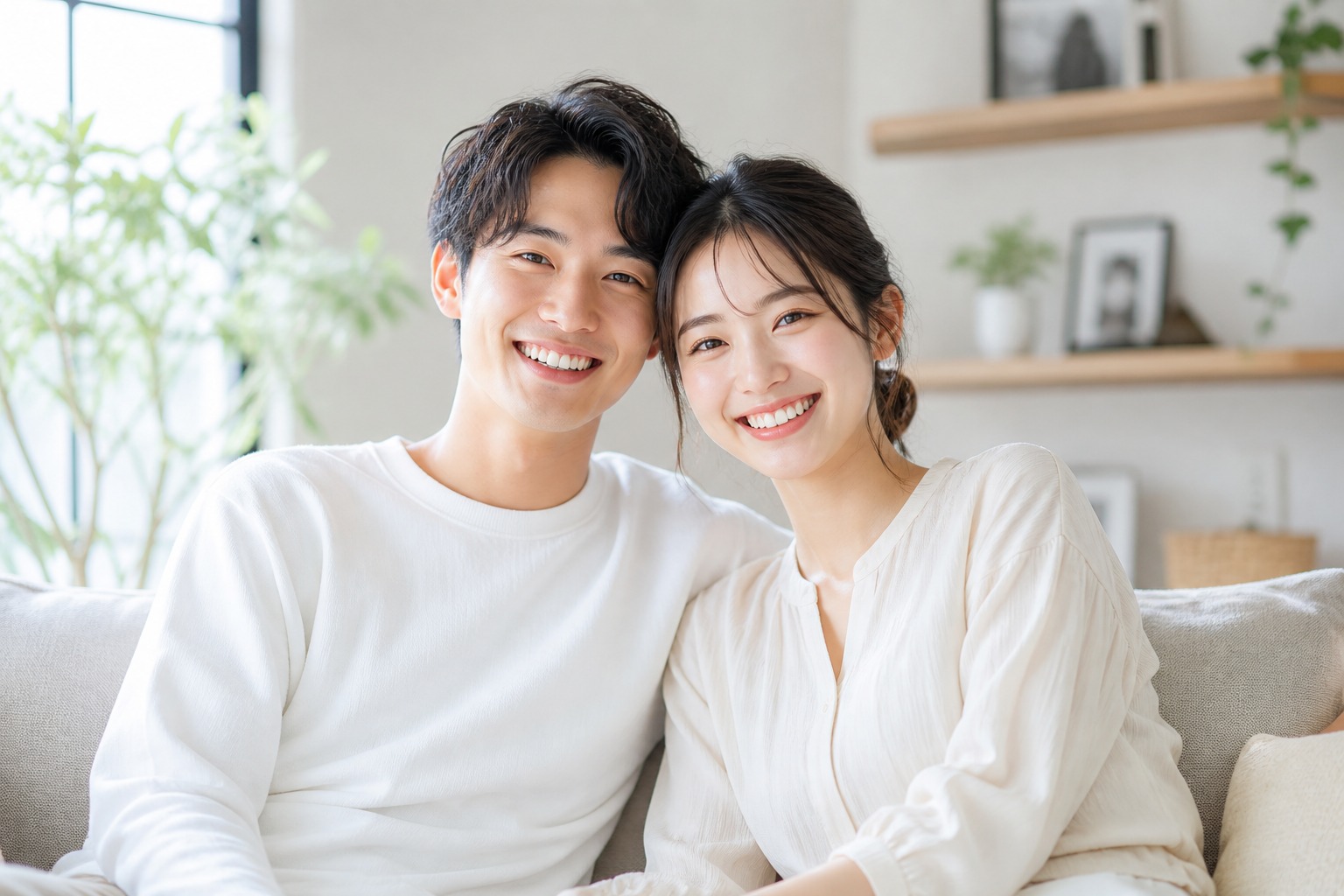 笑顔の若い夫婦